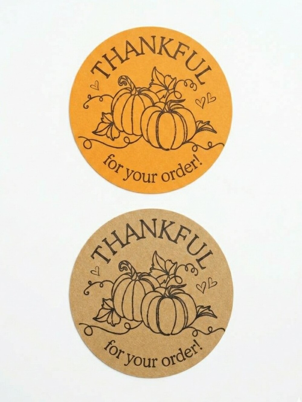 3/$15 50pcs Thank You Stickers | Fall Autumn Orange Brown 2" Round Labels